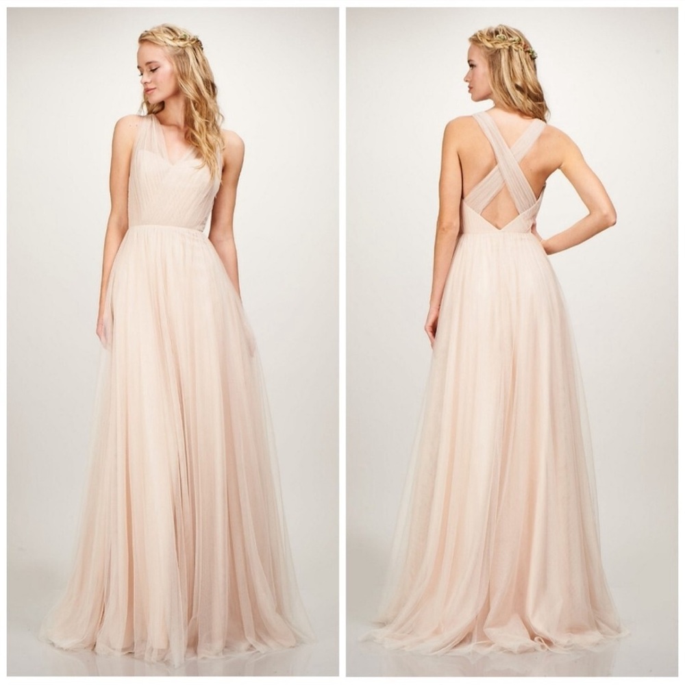 Theia Arya Bridesmaid Gown Tulle Blush Size 0 Pink Blush Chic Elegant Dress